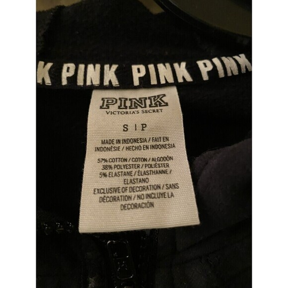 Victoria's Secret PINK Zip Up Hoodie Black Size Small - Picture 4 of 4